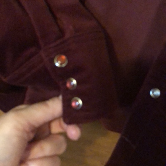 Deep Burgundy Velvety Shirt Jacket - Picture 4 of 5